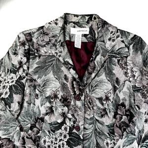 Sag Harbor 90s Boxy Tapestry Blazer Jacket Floral Purple Green Womens Sz 16